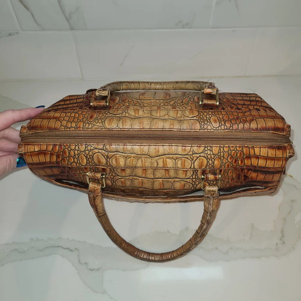 Brahmin Vintage Toasted Almond Melbourne Stacey Boston Satchel Shoulder Bag